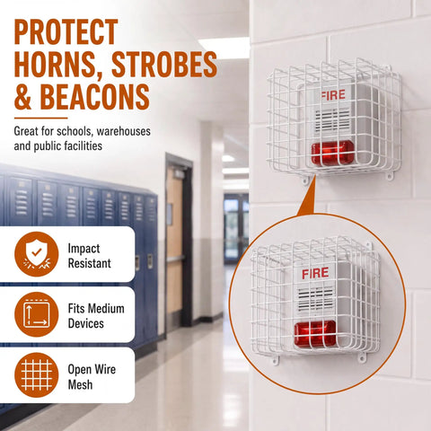 Tough As Nails Steel Wire Damage Stopper Cube Cage For Security Guard Equipment With Included Mounting Hardware, protecting fire alarm device
