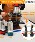 Beefy Heavy Duty Aluminum Router Lift Kit For 1.25 HP 2.25 HP And 3.25 HP Routers with adjustable clamping design on table