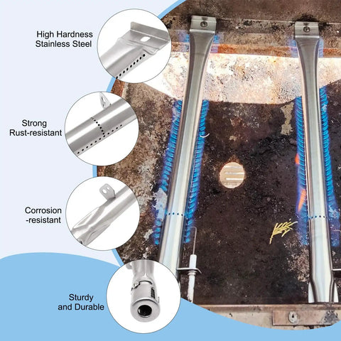 Grill Replacement Kit For Landmann Three Burner 42170 42172 966686 With Three Burners And Three Heat Plates shown installed