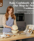 Woman using Starter Kit With Dutch Oven And Scale For Bread, Complete Set With Proofing Baskets, 34oz Jar, Slings for baking
