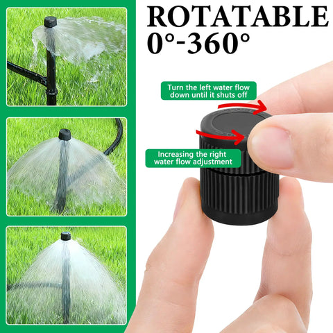 Game Changing 32 Pack Mushroom Bubblers Irrigation Heads With Smooth Adjustment Flow Control Valve Black Sprinkler Emitters, rotatable watering nozzle adjustment.