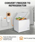 White chest freezer with Dual Probe Digital Temperature Controller For Reptile Terrarium Thermostat With Two Independent Outlets