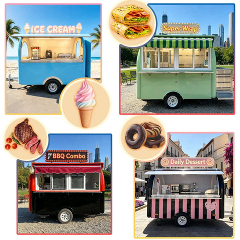 10 Foot Green Food Cart Trailer With Pullout Awning, Turnkey Grub Getter For Urban Hustlers, Dot Certified Mobile Kitchen Setup Ready To Roll With Professional Cook Station Included showcased at outdoor locations.
