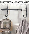 Black Wall Mounted Towel Rack Set With 3 Levels Per Unit And 2 Pieces, Six Tier Towel Storage holding heavy items with sturdy hooks.