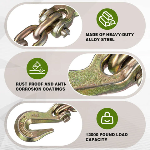 No Nonsense Heavy Duty Double Clevis Slip Hooks 2 Pack with 12000 lbs load capacity, made of heavy-duty alloy steel.