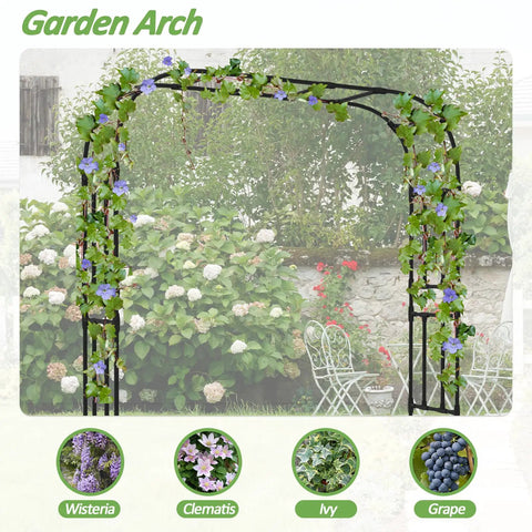 Heavy Duty Rust Proof Iron Garden Arch Trellis For Climbing Plants Outdoor Use With 20mm Thick Tubing in garden setting