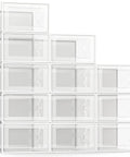 12 Pack Clear Shoe Storage Boxes For Closet Organization, Stackable And Foldable Sneaker Racks, Space Saving Dustproof Containers