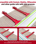 Go Ahead And Nail Those Perfect Board Cuts With This Premium Complete Track Saw Parallel Guide System Extending 0 To 68 Inches Featuring Micro Adjustable Flip Stops on Festool, Milwaukee, and Makita rails.