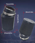62mm Inlet Air Filter For Predator 212cc 196cc 6.5HP Engines and Honda GX160 GX200 shown with dimensions and black mesh design