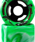 Indoor Twister Roller Skate Wheels 62mm X 42mm 95A Hardness White And Green 8 Pack Nylon Core Slick Urethane For Smooth Indoor Skating And Quiet Fast Rink Rides, close-up of green swirl design.