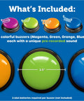 Answer Buzzers For Classroom Games And Trivia Colorful Sound Effect Buttons For Kids Family Showdowns And Quiz Participation Tools Perfect For Teachers Parties And Birthday Gifts showing colorful buzzers with unique sounds, size 3.5".
