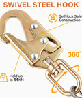 Swivel snap hook of 8ft Galvanized Steel Wire Core Flipline Lanyard Kit For Arborist Climbing And Fall Protection, Half Inch Cable