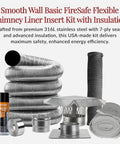 Heavy Duty Smooth Wall Flexible Chimney Liner Insert Kit With Premium Insulation 316 Stainless Steel parts and insulation rolls