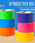Rainbow Duct Tape Bulk Pack Six 2 Inch By 10 Yard Rolls Heavy Duty Craft Tape For Arts And Crafts DIY Projects Back To School