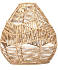 Natural Rattan Woven Pendant Lamp Shade With Hemp Rope Cover, Round Wicker Hanging Light For Living Room, Rustic Boho Chandelier