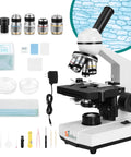 Monocular Compound Microscope 40X-1600X For Adults And Students Kids 8-12 With Slides Educational Kit, 4 Lenses, Home Learning