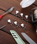 White Sinker Slides With Duo Lock Clips And Hooked Line Connectors 50 Pack Stainless Steel Fishing Sinker Sliders for anglers.