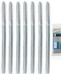 8 Pack 5/16-18 X 6 Inch Rock Solid Hanger Bolts Heavy Duty Zinc Coated Screws in a clear package.
