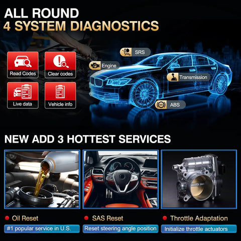 CRP123 V2.0 OBD2 Diagnostic Scanner For Engine ABS SRS And Transmission With Airbag Codes Oil Service Reset Throttle Relearn SAS