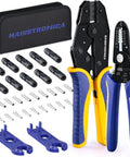 All In One Solar Crimping Tool Kit With Stripper And Spanners, 10 Pairs MC4 Connectors For PV Cable Install, AWG14-10 2.5/4/6mm2, 15 Piece Pro Grade Set With Durable Carry Bag displayed