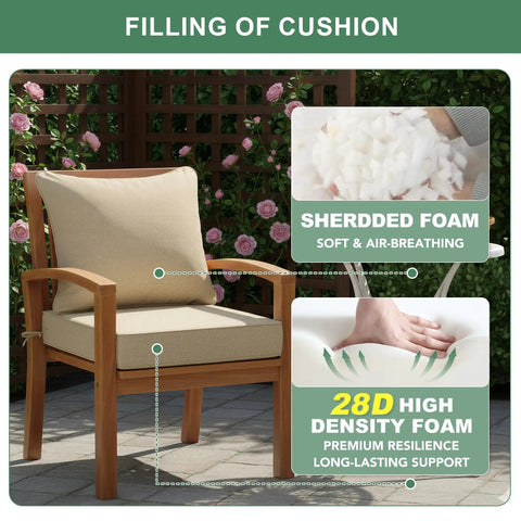 4 Pack Outdoor Chair Cushions Faux Linen For Patio Furniture With Deep Seat Cushions And Plush Backrest Cozy Support Water Resistant Ties And Removable Covers Non Slip Bottom 24 By 24 Inch Nature
