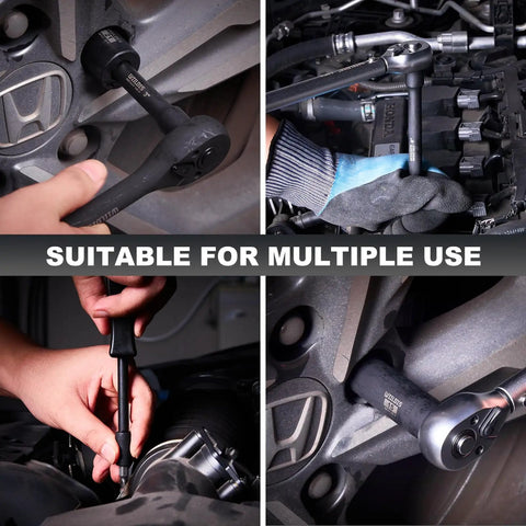 Seventy Piece Three Eighth Inch Drive Heavy Duty Impact Socket Set With Deep Sockets in use for automotive tasks