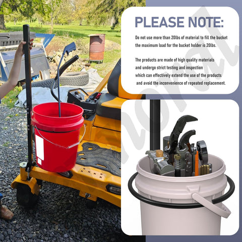 Front Bar Handle For Zero Turn Mower Easy Install Mounting Kit With 5 Gallon Bucket Bracket Holder No Drill Clamp On
