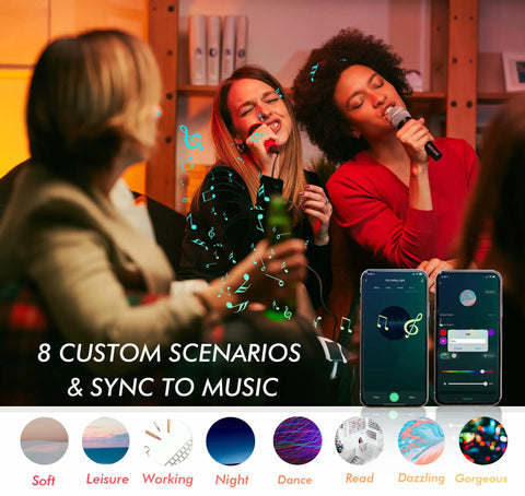 People enjoying music with Smart WiFi 6 Inch RGB LED Recessed Lights, Color Changing, Compatible With Alexa And Google Home
