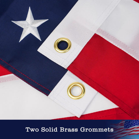Close-up of 3 x 5 ft American Flag For Outdoor Use, 350D Heavy Duty Polyester with brass grommets