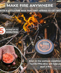 Waterproof Tinder Fire Wax For Wet Wood And Emergency Kits 60g Tin Delivers Up To 50 Lights And Burns For Up To 5 Minutes