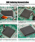 SMD soldering process using No Clean Solder Paste Flux For Electronics Repair, applying flux to PCB for IC BGA SMD rework.