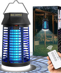 No-Fuss Indoor Outdoor Bug Zapper With LED Light, Electric Mosquito Killer showing blue LED light and remote control