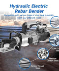Heavy Duty Electric Hydraulic Rebar Bender 1600W Steel Straightening Tool close-up on versatile bending for various steel types.