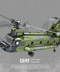 Chinook Helicopter Model Kit With 1451 Pieces Building Block Set, detailed view showing rotatable props and military design.
