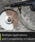 Tough As Nails Air Compressor Sand Blaster Gun For Knocking Out Rust And Paint Stripping Smooth Operator, detailed view with nozzle and abrasive disc.
