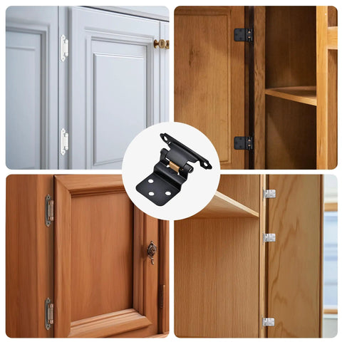 Tough Ten Pack Matte Black Self Closing Cabinet Hinges For Kitchen Cabinets Zero Hassle Smooth Swing Auto Close Spring Load Heavy Duty Steel Build Slick Three Eighth Inch Offset Mount Quick Install Rock Solid Gear