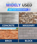 Usage of 3/16 By 1-1/4 Concrete Screws With 5/32 Drill Bit on concrete, masonry, brick, block surfaces shown.