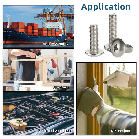 Built Tough 1/4-20 By 1/2 Inch Truss Head Machine Screws Full Thread Grade 304 Stainless Steel for various applications.