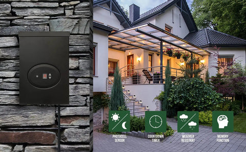 Low Voltage Landscape Lighting Transformer With Timer And Dusk To Dawn Sensor, 300W ETL Listed Power Pack, outdoor installation