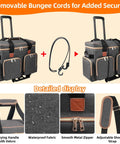 Detachable Trolley Rolling Teacher Tote Bag With Padded Laptop Compartment, waterproof fabric, adjustable strap, and detailed zippers.