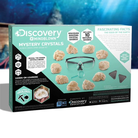 Crack Open Real Quartz Geodes Kit With Goggles, Magnifying Glass, And Display Stands For STEM Geology Learning For Kids Ages 6 And Up Educational Crystal Hunt Activity Set Gift box with 10 geodes