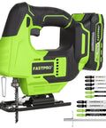 Top Shelf Badass 20V Cordless Jigsaw Kit Packed With Ten Durable Steel Blades And Smart Laser Edge Guide For Smooth No Sweat Cuts Across Hardwood Or Plywood Projects