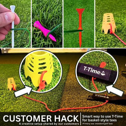 Golf Tee Anchor Leash And Tether Keeps Tees In Place For Driving Range And Simulator Practice With 1 Strap And 3 Silicone Strings