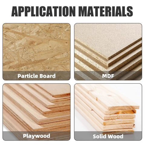 Application materials for Spoilboard Surfacing Router Bit 1/2 Inch Shank 2 Inch Diameter 4-Wing YG6X Carbide Rabbet Slot Cutter