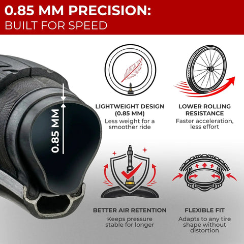 27.5 Inch Bike Inner Tubes Pack of 2 With 48mm Presta Valve, lightweight design and features, built for rough trails.
