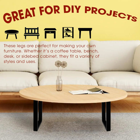 Coffee table with 16 Inch Beefy Metal Table Legs Set Of 2 Black Rectangular Furniture Legs For Bench And Coffee Table DIY Projects