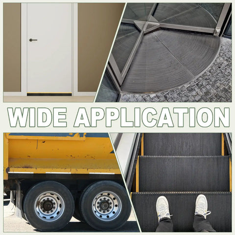 Heavy Duty Door Sweep Brush Shuts Out Sneaky Drafts And Dust Invaders Quick With Peel And Stick Adhesive Backing and Dense Black Polypropylene Bristles Seals Bottom Gaps On Entry Sliding Or Wooden Doors Perfectly in various applications.