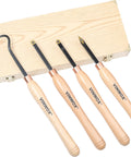 Pro Grade Carbide Wood Lathe Turning Tool Set 13.5 Inch Four Piece For Pen Turning With Swan Neck Hollower Rougher Finisher Detailer