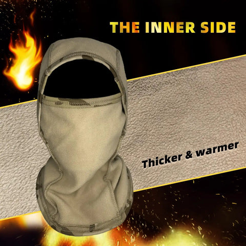 Camo Military Balaclava For Winter Outdoor Gear Cozy Warm Plush Face Mask Ski Mask For Hunting Fishing And Motorcycle Riding Windproof Unisex Elastic Fit All Day Comfort showing inner side
