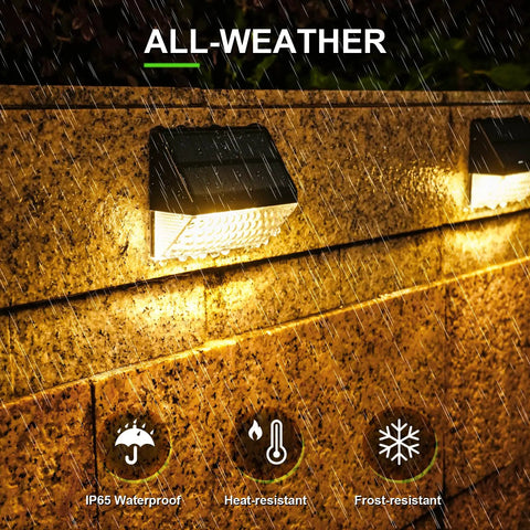 8 Pack Solar Fence Lights With Warm White And RGB Glow Modes Waterproof IP65 Outdoor Lights for deck in rain